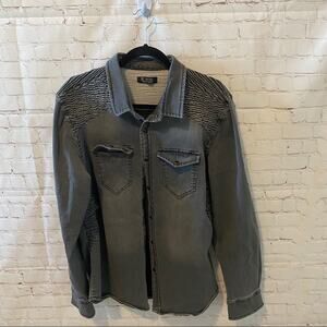 RNT23 Denim Gray Button Down Sz XXL